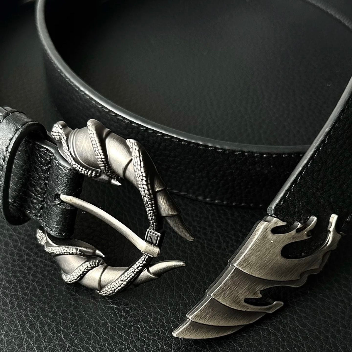 Catsstac Dragon Claw Metal Buckle Full Grain Leather Belt 2.8cm Unisex