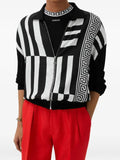 Versace knit zip cardigan with printed silk inserts