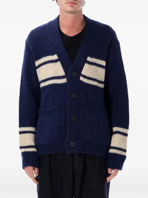 Universal Works Langdale stripe-detail chunky-knit cardigan