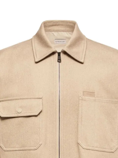 Moncler leather logo cotton shirt jacket