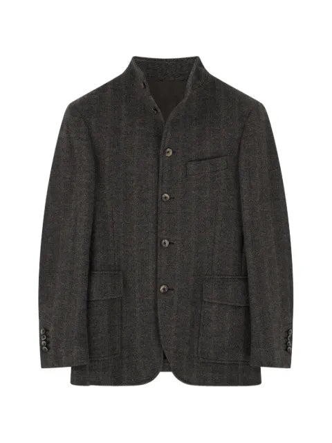 Boggi Milano peacoat herringbone in wool and cotton