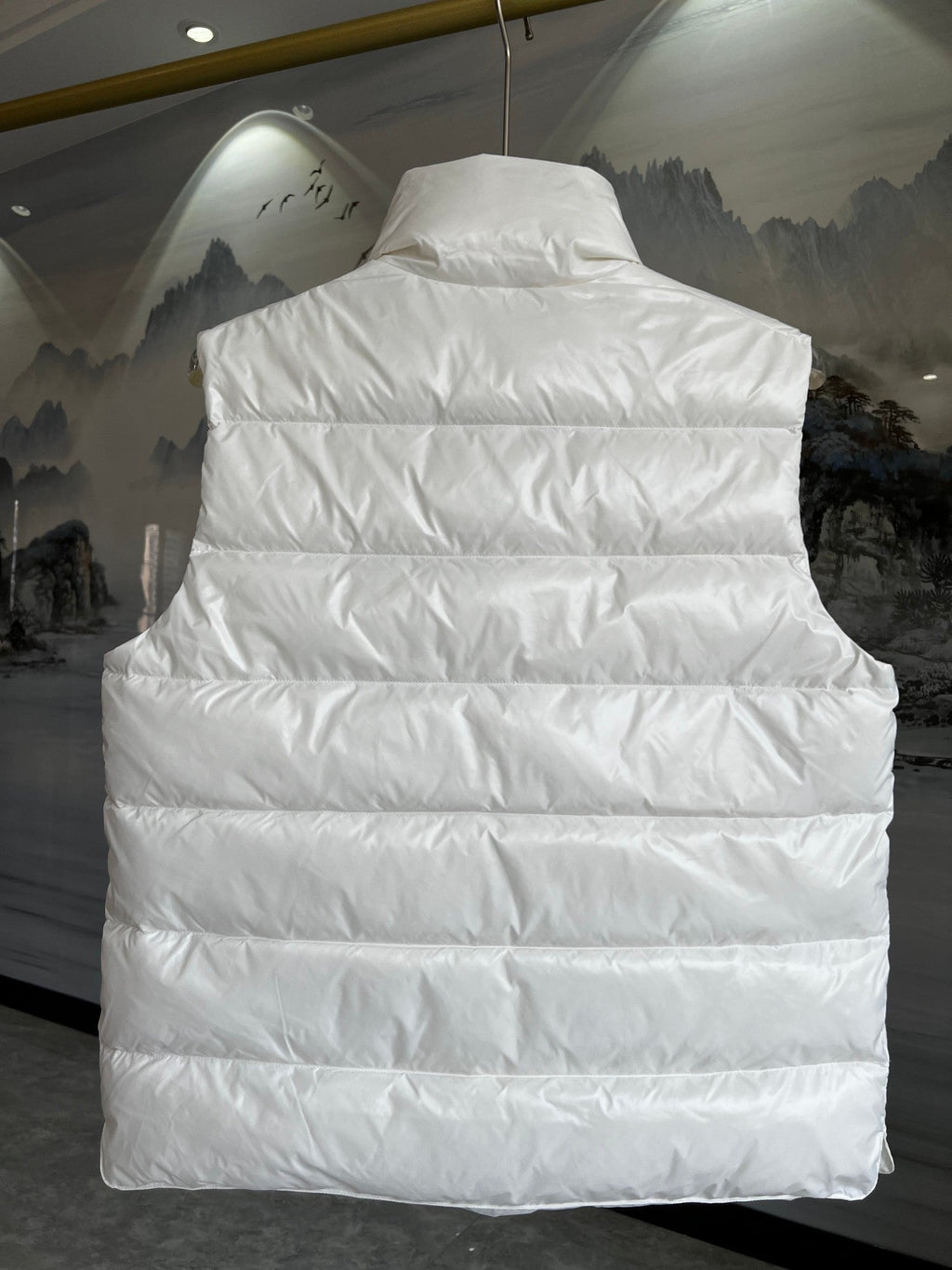 Moncler Puffer Vest in White with Glossy Finish