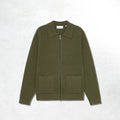 Les Deux Fischer Cotton Milano Zip Overshirt: Olive Night