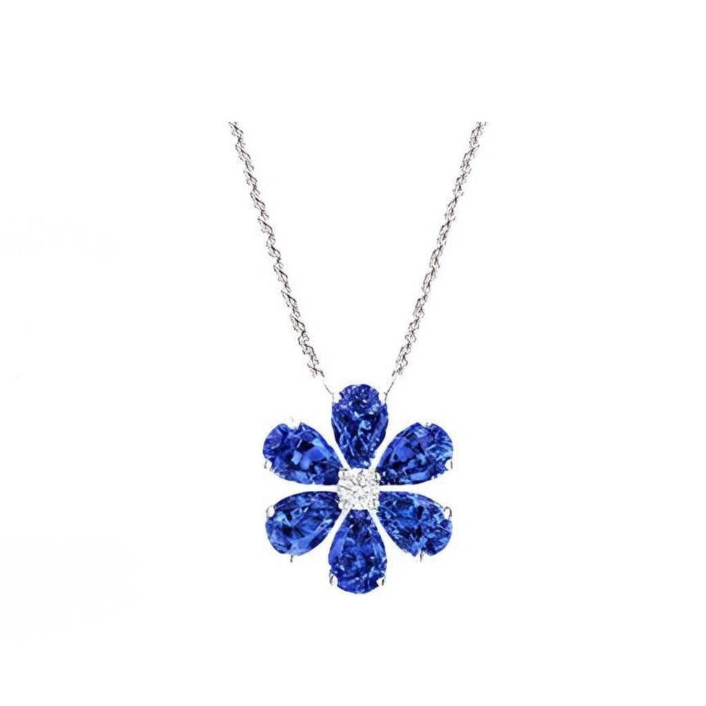 Harry Winston Style Six-Petal Floral Cubic Zirconia White-Gold-Plated Necklace