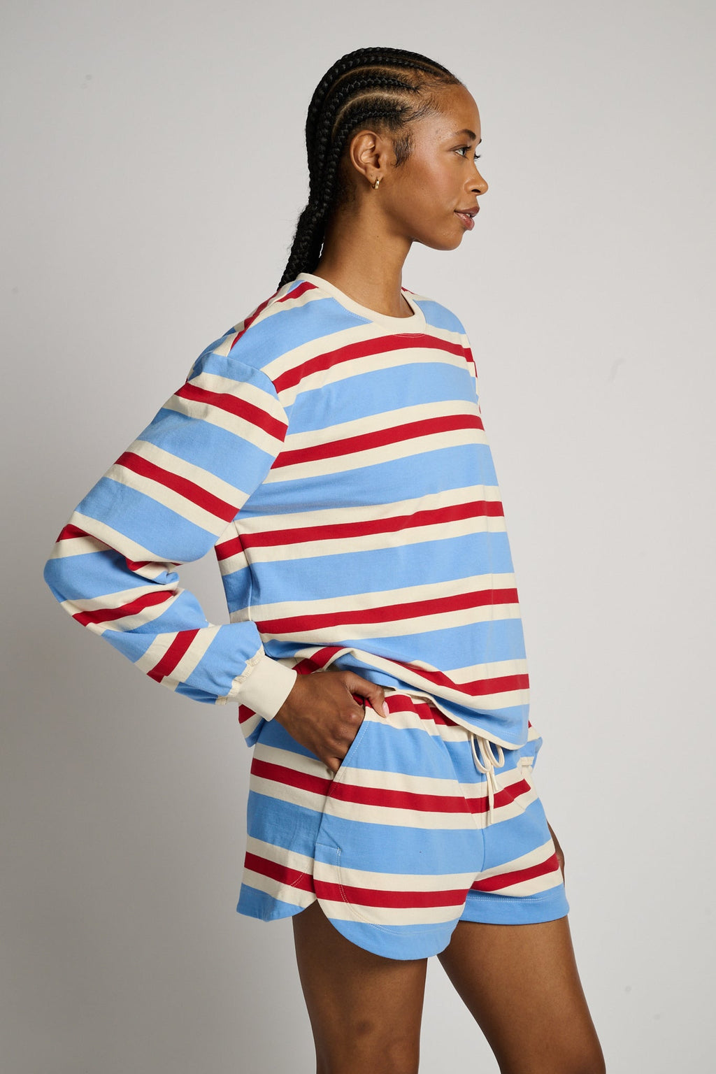 Striped Cotton Jersey Short Long Sleeve