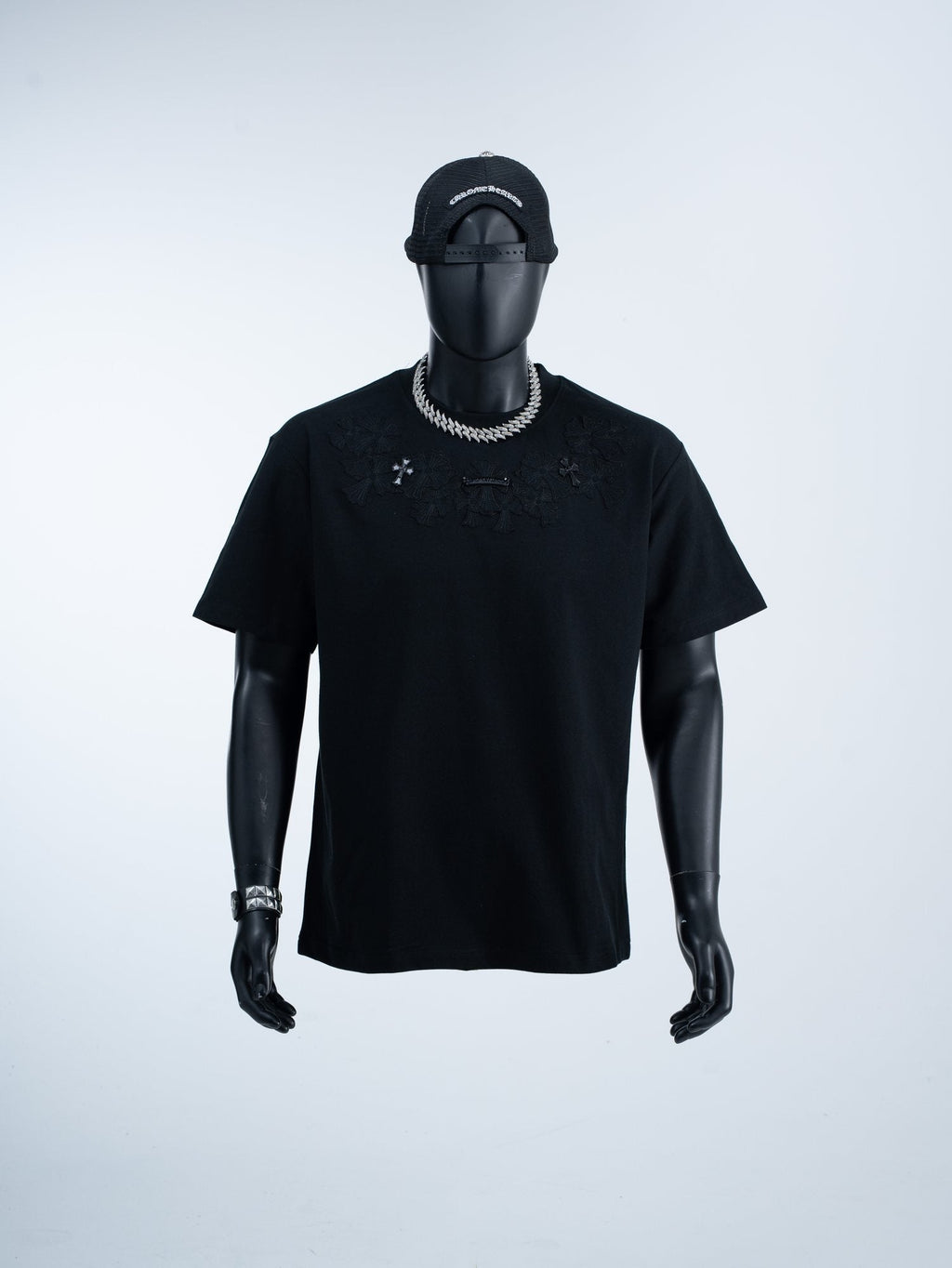 Chrome Hearts Tonal Cross Floral Graphic T-Shirt