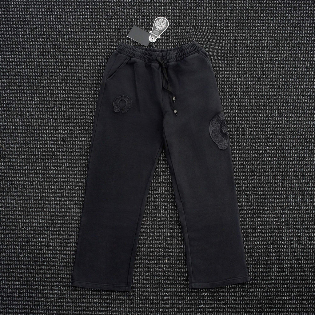 Chrome Hearts Horseshoe Embroidered Black Pants