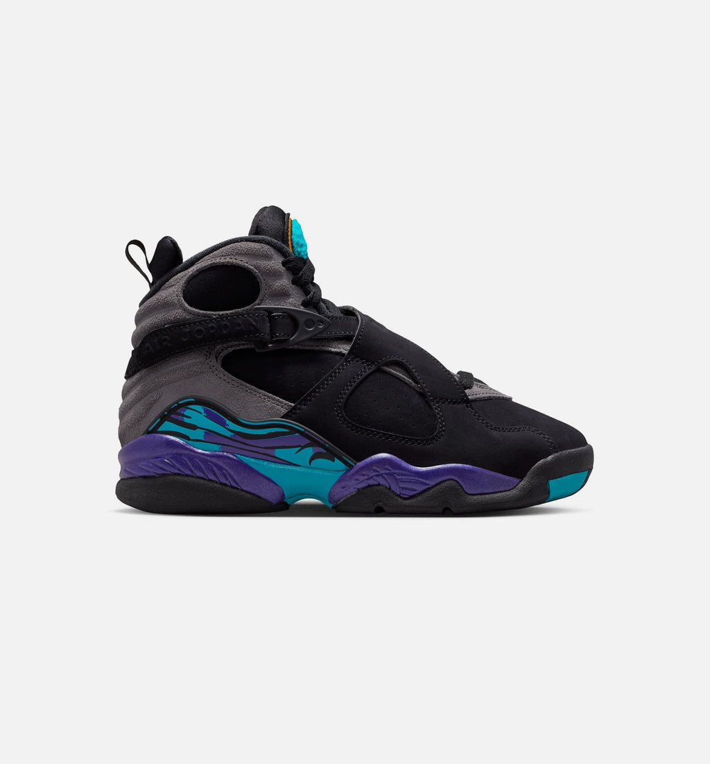 Air Jordan 8 Retro Aqua Grade School Lifestyle Shoes - Black/Multi-Color/Bright Concord