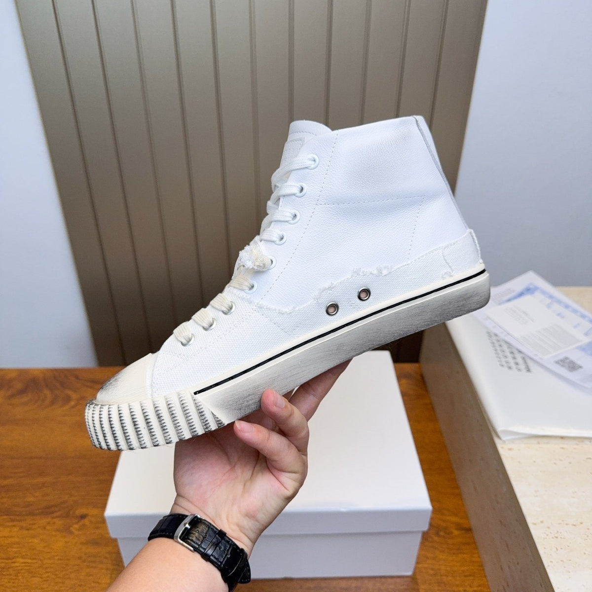 Maison Margiela White High-Top Lace-Up Sneakers