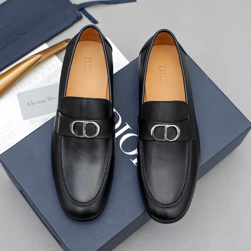 Dior Black Buckle Loafers