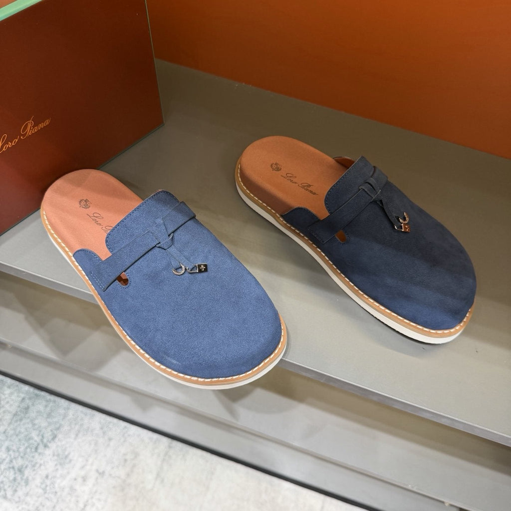 Loro Piana Navy Blue Slip-On Mule Loafers