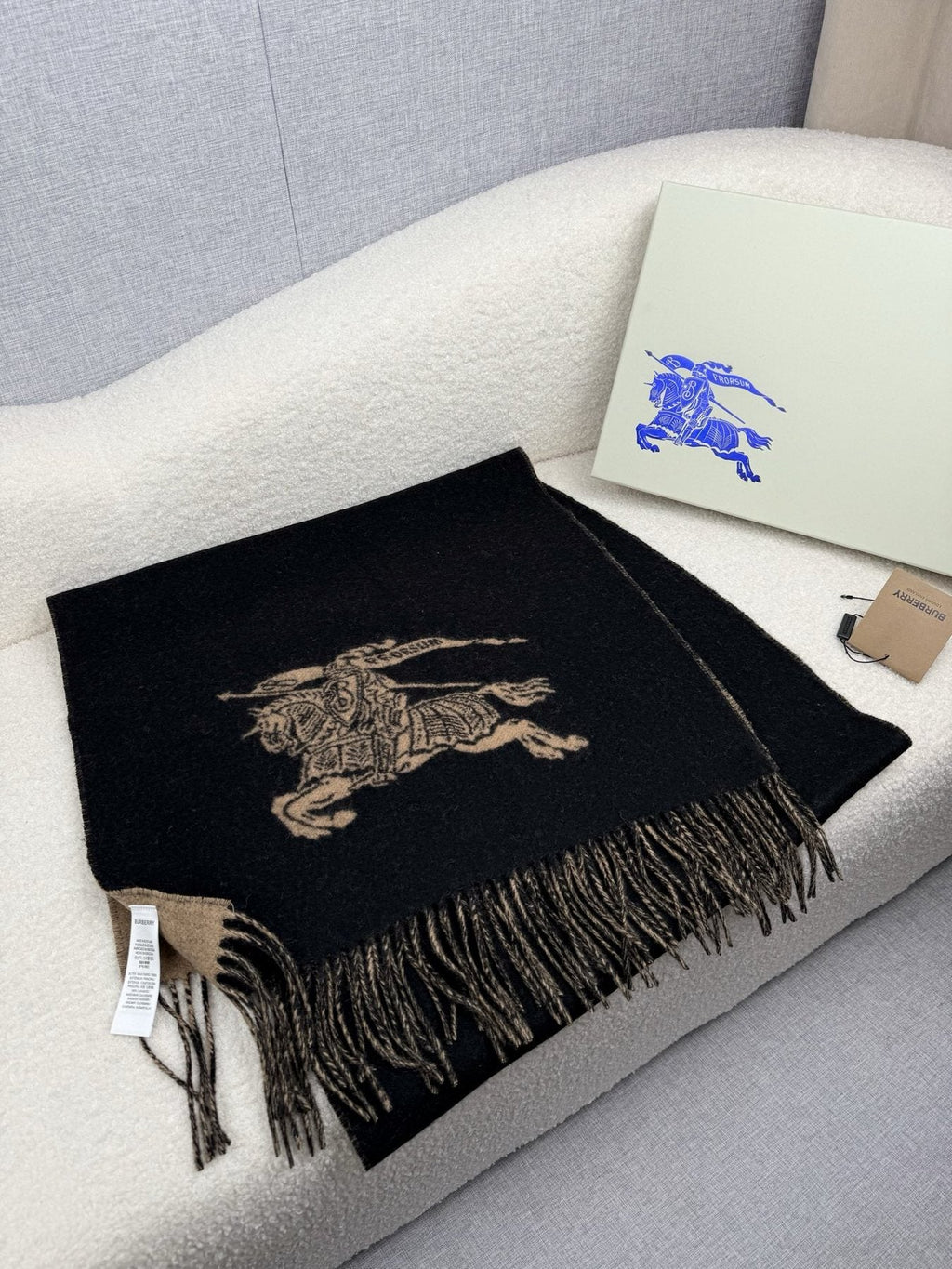 Burberry Reversible Fringed Equestrian Scarf