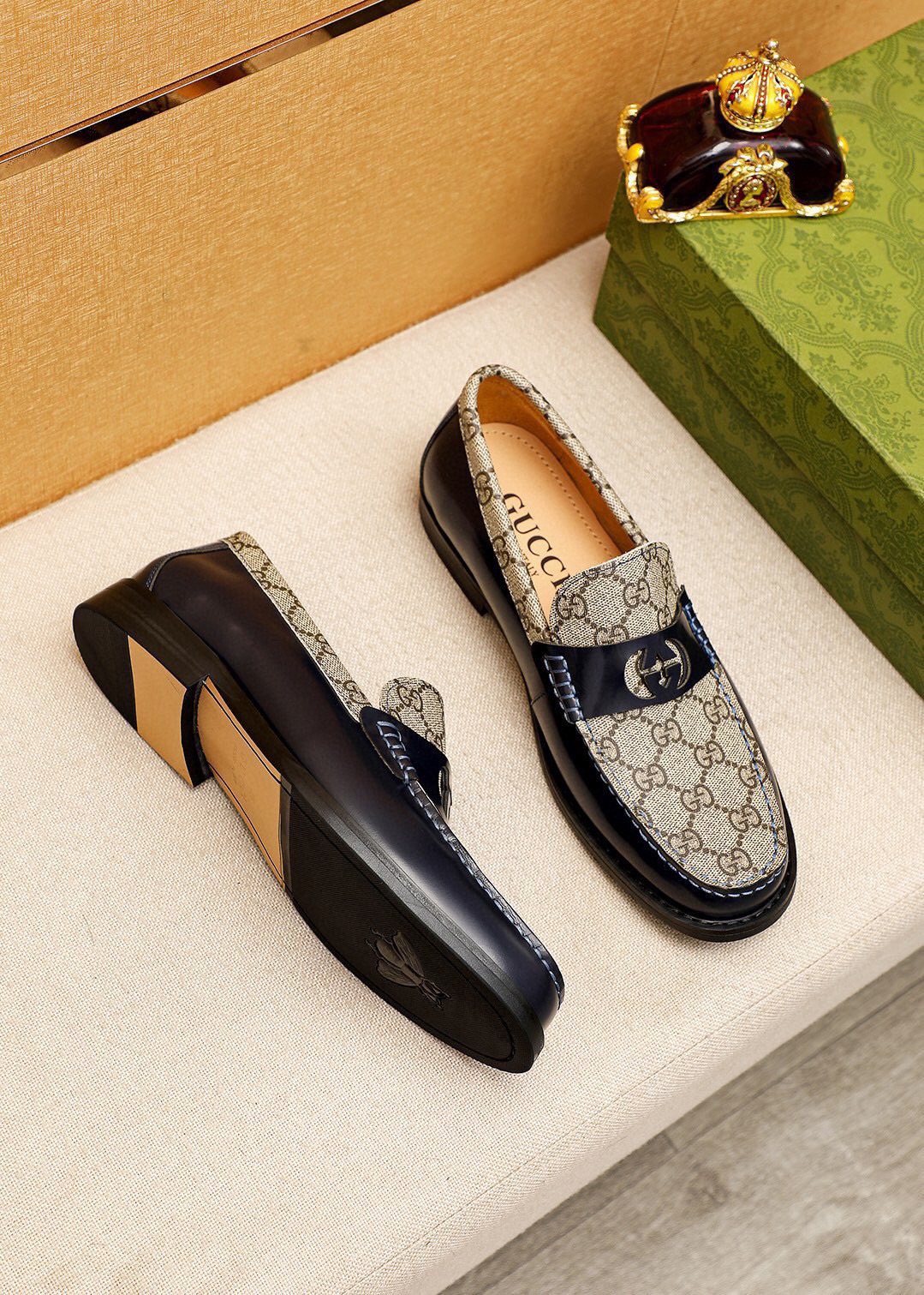 Gucci Patent Monogram Loafers