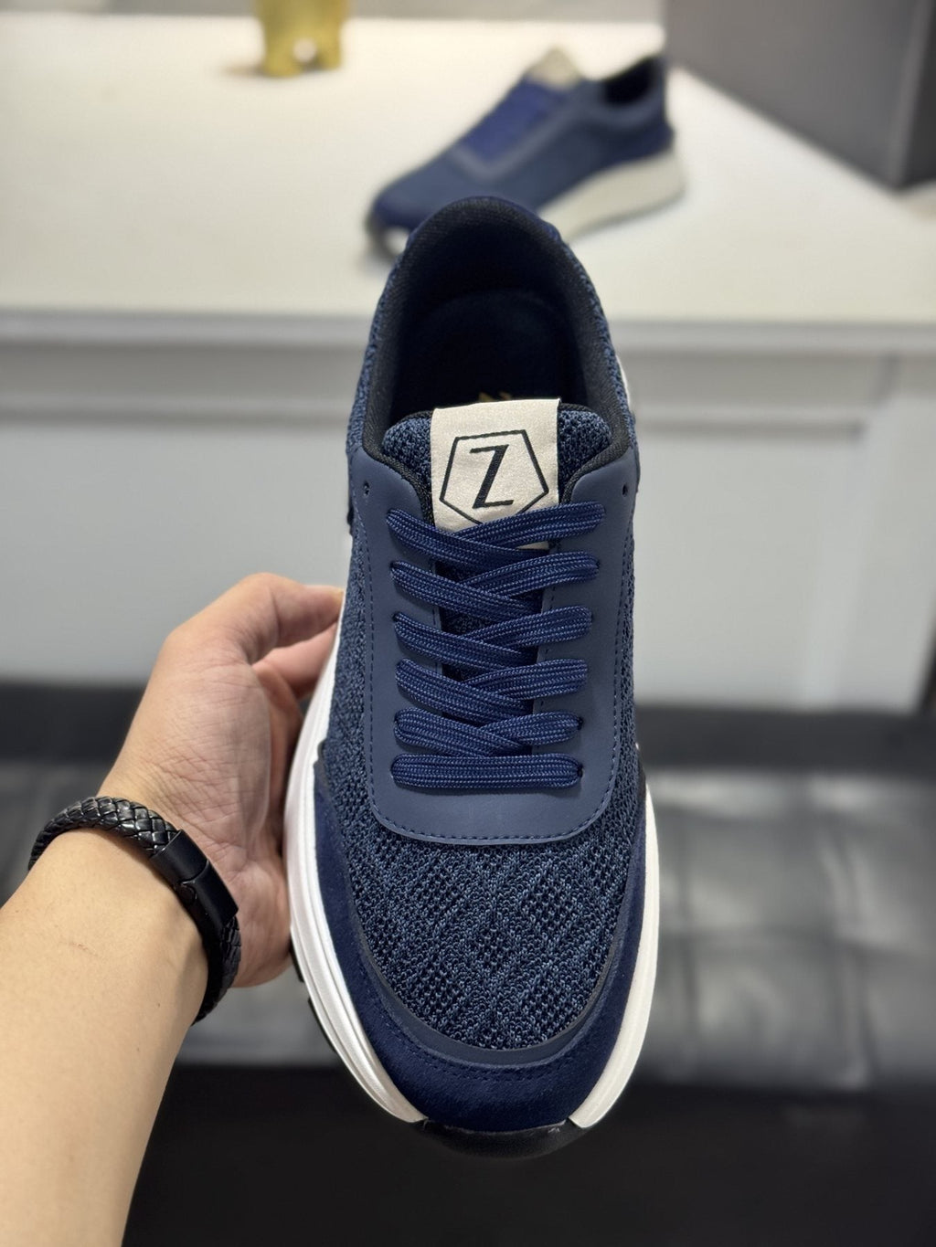 Zegna Knit Lace-Up Sneakers