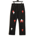 Chrome Hearts Cross-Motif Jeans with Back Lettering - Black/Red